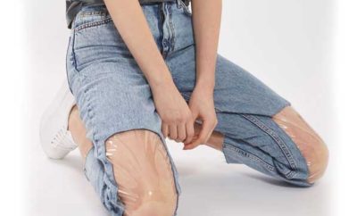 Clear Knee Mom Jeans